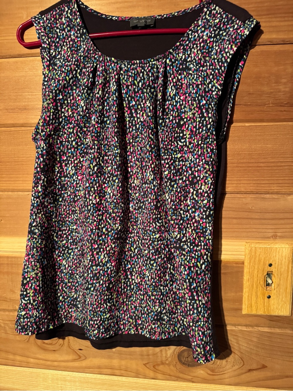 The Limited Black Sleeveless Camisole with Multicolor Dot Print